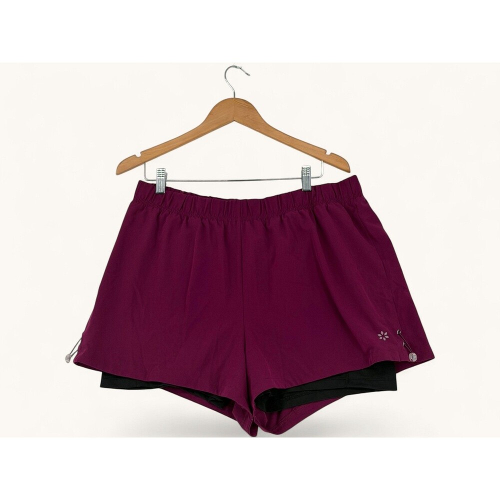 Nine West Active Womens 1X Magenta 2-in-1 Running Shorts Compression Liner Berry